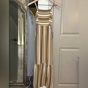 Xhilaration Mustard Yellow, Green, Beige Maxi dress with back ties